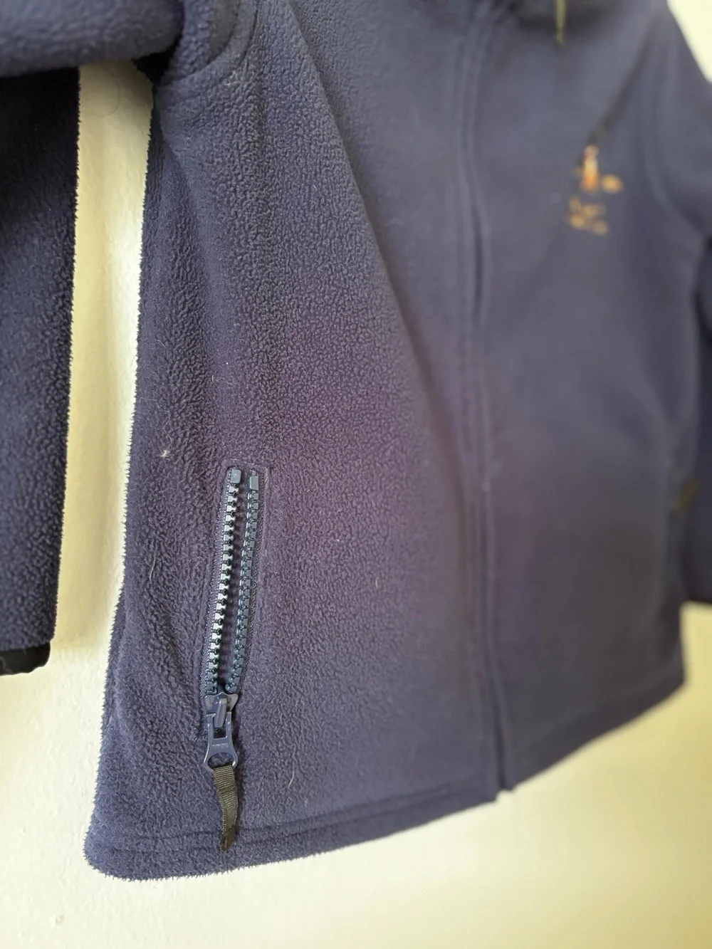 Ralph Lauren Kids Navy Fleece Zip Jacket with Gold Embroidered Crest